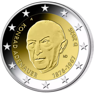 Монета 2 Euro Німеччина 2026 - Конрад Аденауер