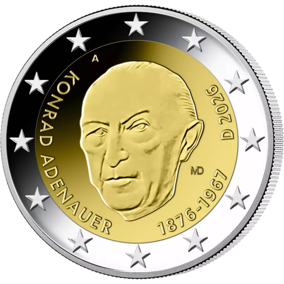 Монета 2 Euro Німеччина 2026 - Конрад Аденауер