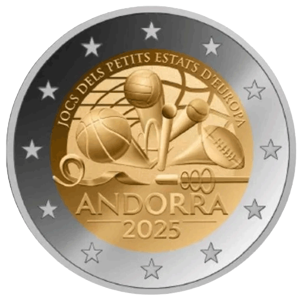 Монета 2 Euro Андорра 2025 - Ігри малих держав Європи