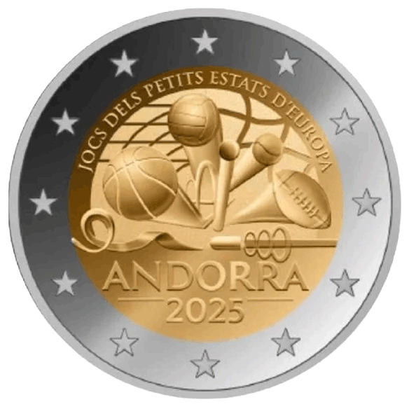 Монета 2 Euro Андорра 2025 - Ігри малих держав Європи