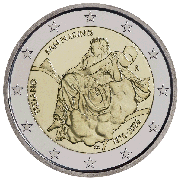 Монета 2 Euro Сан-Марино 2026 - 450 років з жня смерті Тіціана