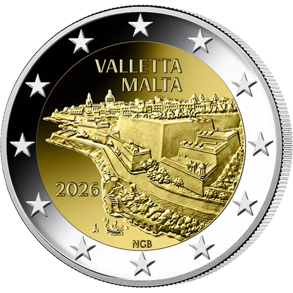 Монета 2 Euro Мальта 2026 - Валлетта - Буклет | Coinshop