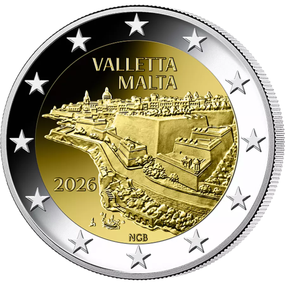 Монета 2 Euro Мальта 2026 - Валлетта - Буклет | Coinshop