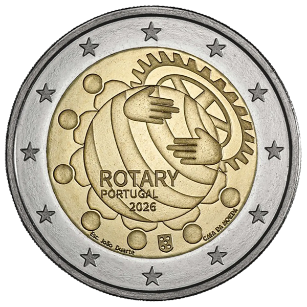Монета 2 Euro Португалія 2026 - 100-річчя - Ротарі в Португалії | Coinshop