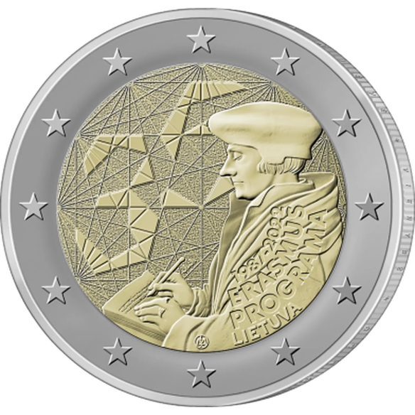 Монета 2 Euro Литва 2022 - 35 років програми «Еразм» | Coinshop