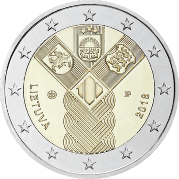 Монета 2 Euro Литва 2018 - 100-та річниця - Держави Балтики | Coinshop