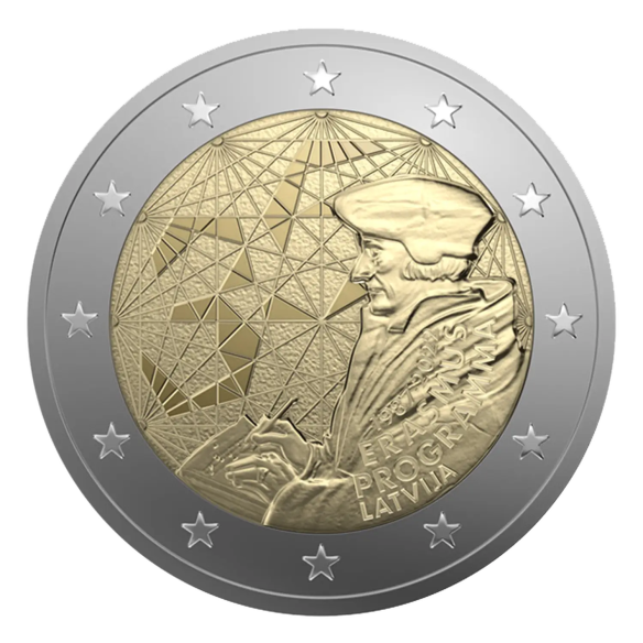 Монета 2 Euro Латвія 2022 - 35 років програми «Еразм» | Coinshop