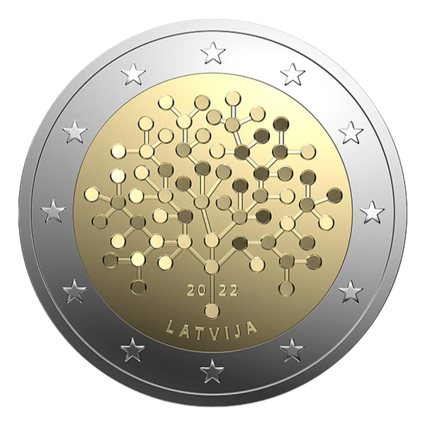 Монета 2 Euro Латвія 2022 - Фінансова грамотність | Coinshop