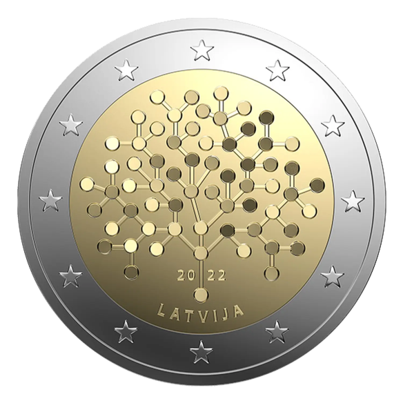 Монета 2 Euro Латвія 2022 - Фінансова грамотність | Coinshop