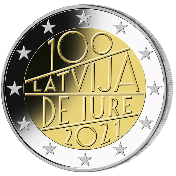 Монета 2 Euro Латвія 2021 - 100-річчя - Визнання Латвійської Республіки | Coinshop