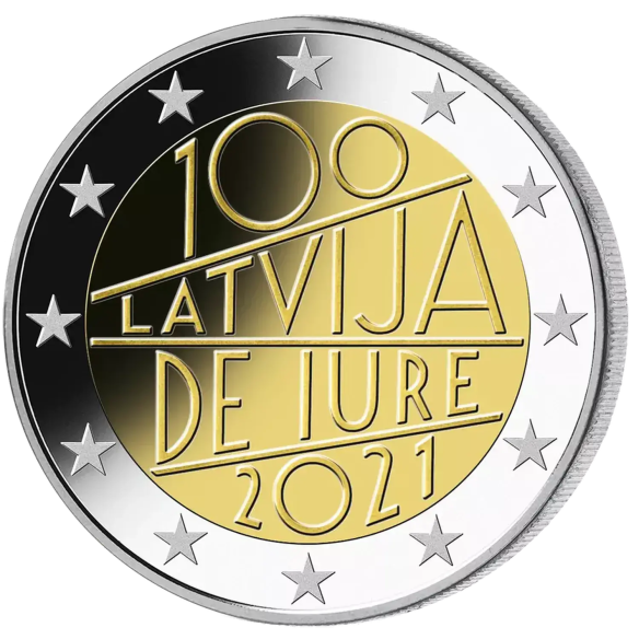 Монета 2 Euro Латвія 2021 - 100-річчя - Визнання Латвійської Республіки | Coinshop