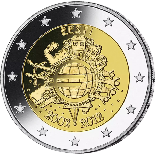 Монета 2 Euro Естонія 2012 - 10 років євромонет і банкнот | Coinshop