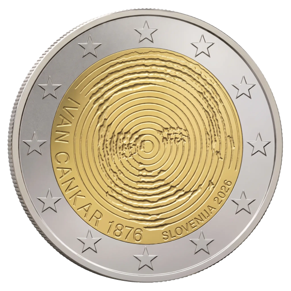 Монета 2 Euro Словенія 2026 - 150 років від дня народження Івана Цанкара | Coinshop