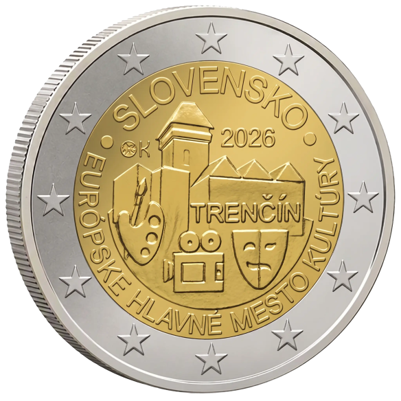 Монета 2 Euro Словаччина 2026 - Тренчін - культурна столиця Європи | Coinshop