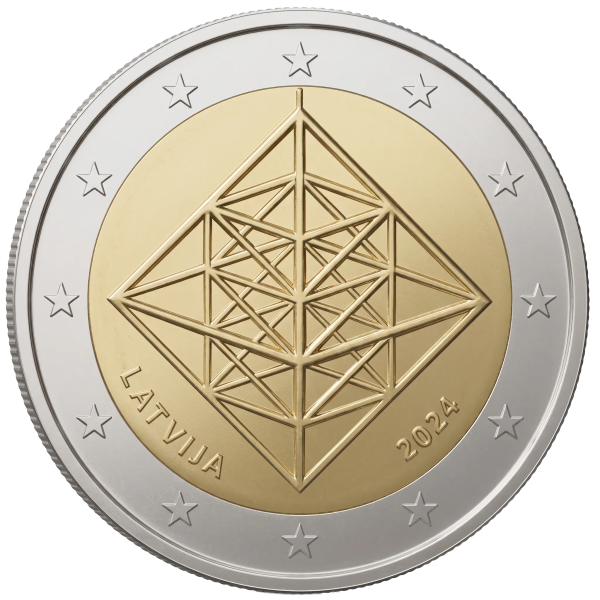 Монета 2 Euro Латвія 2024 - Пузуріс - Солом'яний мобіль | Coinshop