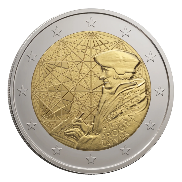 Монета 2 Euro Латвія 2022 - 35 років програми «Еразм» | Coinshop