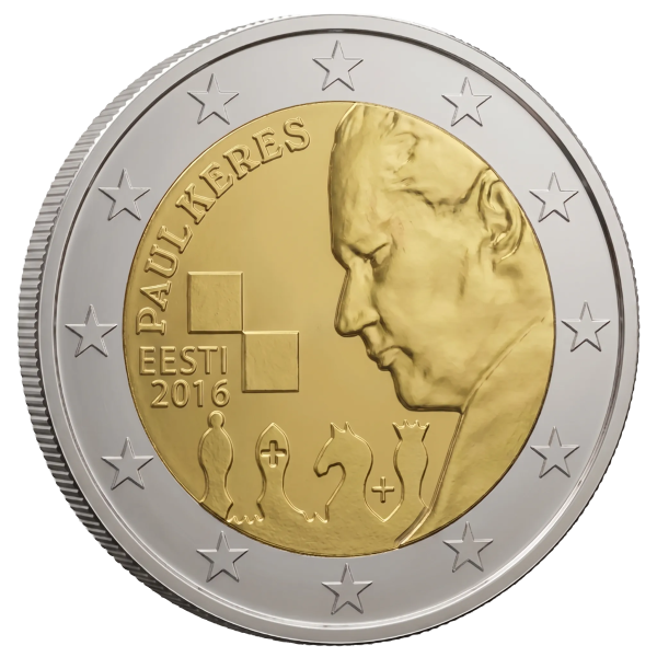 Монета 2 Euro Естонія 2016 - 100 років від народження Пауля Кереса | Coinshop