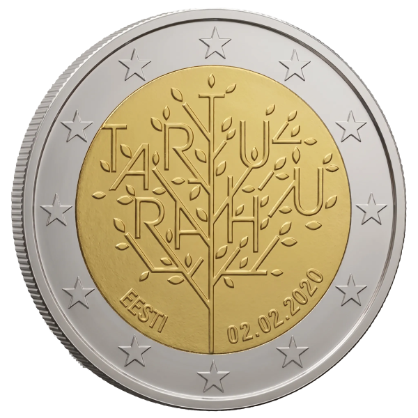 Монета 2 Euro Естонія 2020 - 100-та річниця укладення Тартуського мирного договору між РСФРР та Естонією | Coinshop