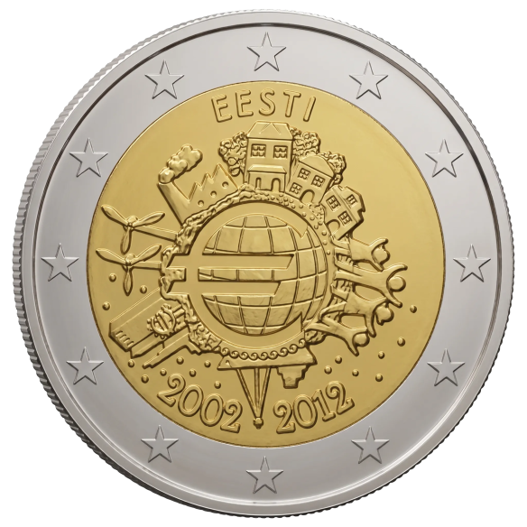 Монета 2 Euro Естонія 2012 - 10 років євромонет і банкнот | Coinshop