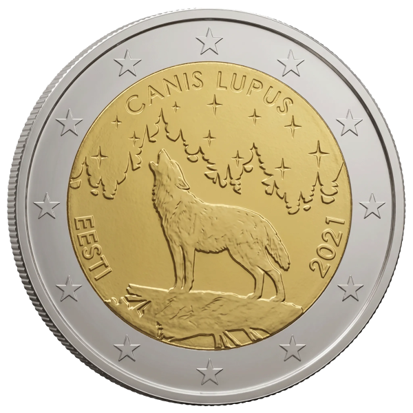 Монета 2 Euro Естонія 2021 - Вовк | Coinshop
