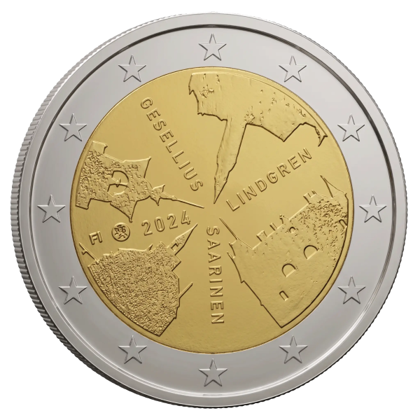 Монета 2 Euro Фінляндія 2024 - Архітектурна фірма Гезелліус-Ліндгрен-Саарінен | Coinshop