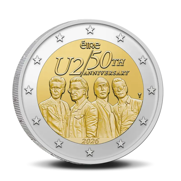 Монета 2 Euro Ірландія 2026 - 50-річчя U2 | Coinshop