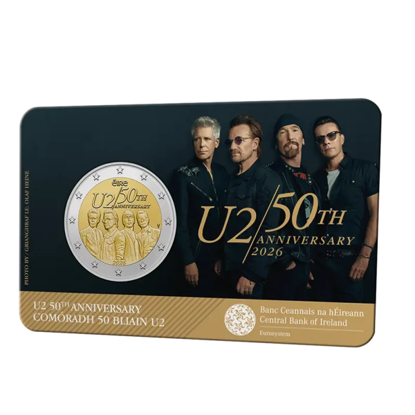 Монета 2 Euro Ірландія 2026 - 50-річчя U2 | Coinshop