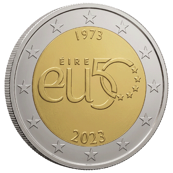 Монета 2 Euro Ірландія 2023 - 50 років членства в ЄС | Coinshop