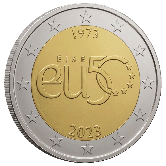 Монета 2 Euro Ірландія 2023 - 50 років членства в ЄС | Coinshop