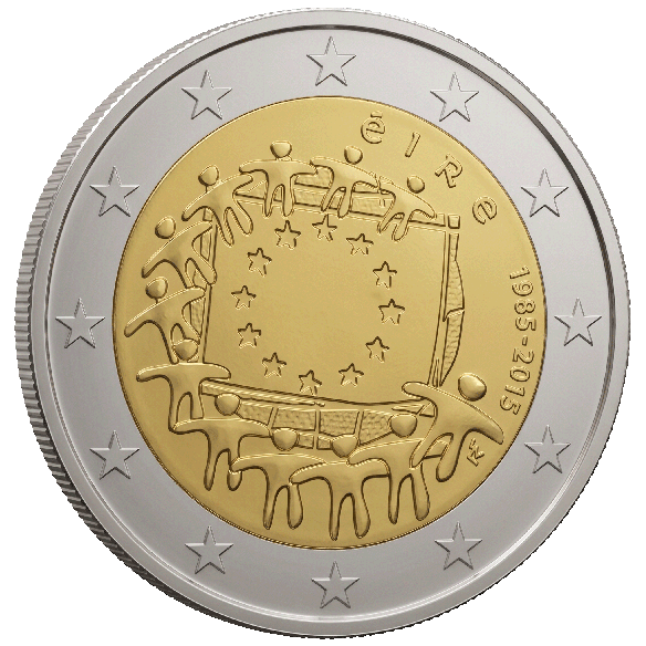 Монета 2 Euro Ірландія 2015 - 30 років прапора ЄС | Coinshop
