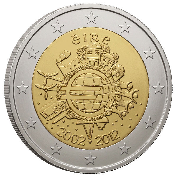 Монета 2 Euro Ірландія 2012 - 10 років євромонет і банкнот | Coinshop