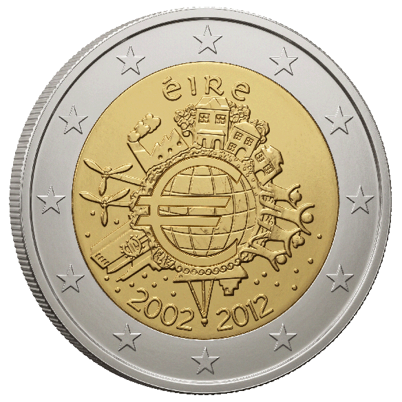 Монета 2 Euro Ірландія 2012 - 10 років євромонет і банкнот | Coinshop