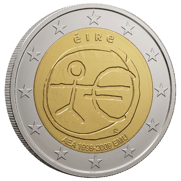 Монета 2 Euro Ірландія 2009 - 10 років Економічного й валютного союзу | Coinshop